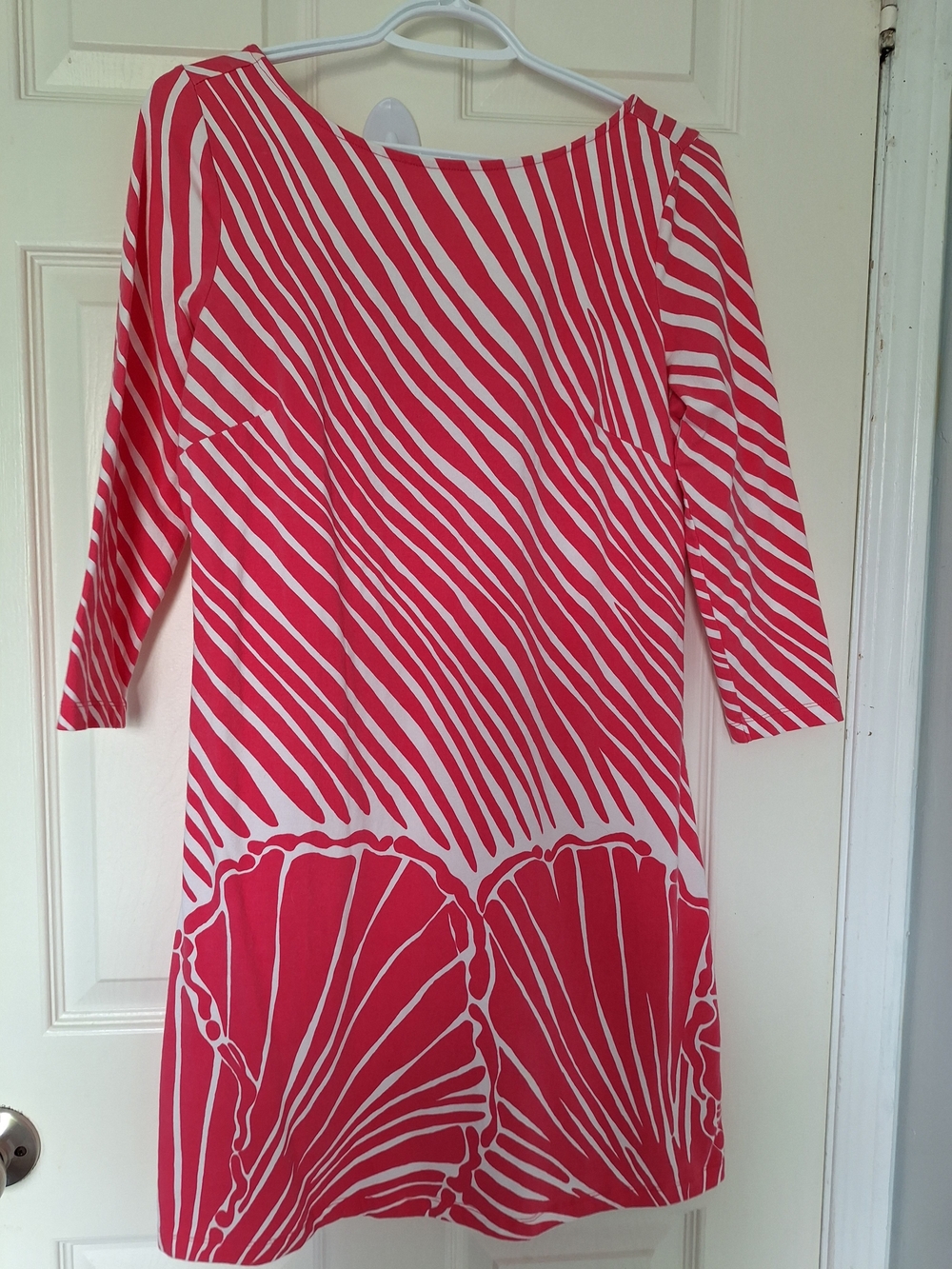 Lilly Pulitzer Topanga Dress Watermelon Shimmy Shell Stripe Engin